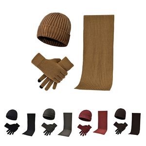 Winter Beanie Hat Scarf Set for Men and Women