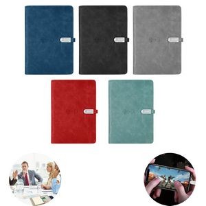 Leather Notebook with Wireless Charging and Colorful LED Screen