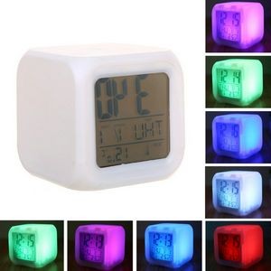Modern Square Alarm Clock with Color-Changing Display