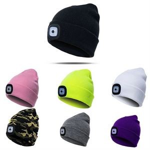 Rechargeable LED Knitted Wool Hat: Warm and Luminous