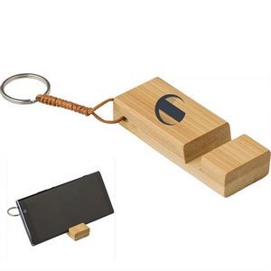 Wooden Keychain Phone Stand Portable Multifunction Accessory