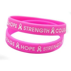 Cancer Survivor Silicone Bracelet with Pink Ribbon