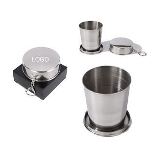 8.5 Oz. Foldable Stainless Steel Cup with Key Chain