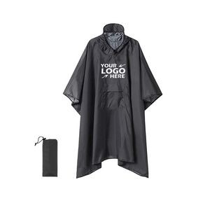 Adult Hooded Rain Poncho with Pocket
