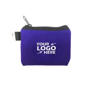 Neoprene Zipped Coin Bag with Key Ring