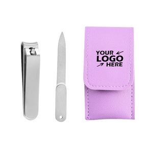 Nail Clipper and Nail File with Leather Pouch