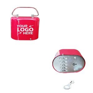 Metal Coin Bank with Lock and Slot