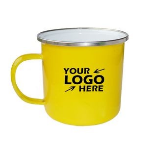 17oz Yellow Enamel Mug with Silver Rim