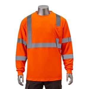 Hi Vis Class 3 5 Oz. Poly-Cotton Reflective Tape Safety T-Shirt With Pocket