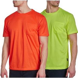 Hi Vis Non-ANSI Poly-Cotton Knitted Safety T-Shirt w/ Pocket