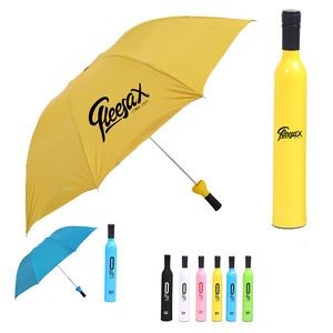 Creative Wine Bottle Polyster Folding Umbrella