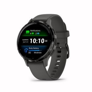 Garmin Venu 3S, Slate Stainless Steel Bezel with Pebble Gray Case and Silicone Band