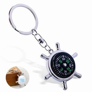 Helmsman-Shaped Keychain with Compass