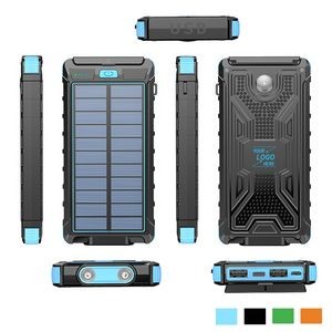 Portable 10000 mAh Solar Powerbank with Flashlight & Compass