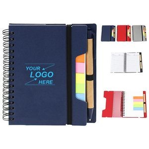 Kraft Notebook with Sticky Flags and Pen
