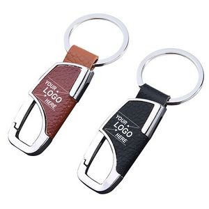 Stainless Steel and PU Leather Executive Car Keychain