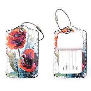 Customize Full Color PU Leather Luggage Tag with Metal Loop