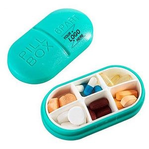 6-Compartment Plastic Oval Pill Box