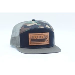 Richardson 168 7-Panel Flatbill Trucker Hat with Leather Patch