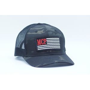 Richardson 862 Multicam Trucker Hat with No Crown Button with Embroidered Patch