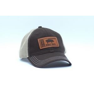 Richardson 111 Garment Washed Unstructured Trucker Hat with Leather Patch