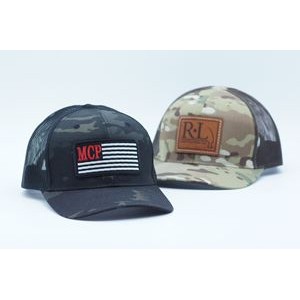 Richardson 862 Multicam Trucker Hat with No Crown Button with Patch of Choice