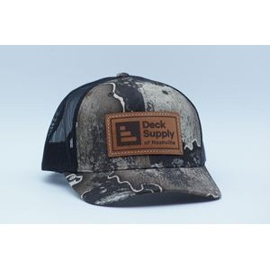 Richardson 112P Printed Structured Trucker Hat with Leather Patch