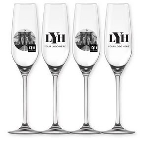 Your Logo Here & Design 4 Piece Stemmed Champagne Lead-Free, European Crystal
