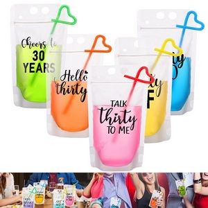 Transparent Drink Bag with Expandable Straw