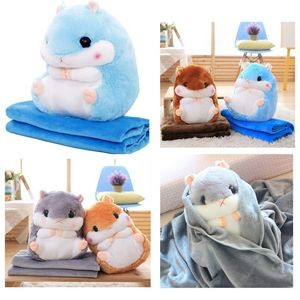 Plush Hamster Throw Pillow with Blanket Toy