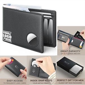 RFID Card Leather Wallet W/ AirTag Holder