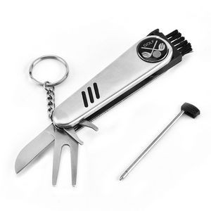 Multi-Purpose Stainless Steel Golf Tool with Keychain