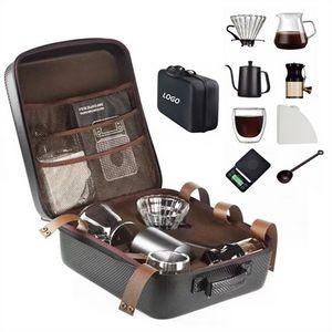 Leather Travel Coffee Maker Gift Set
