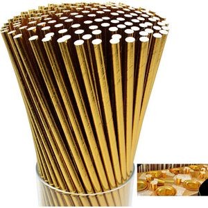 Gold Color Biodegradable Paper Party Straw