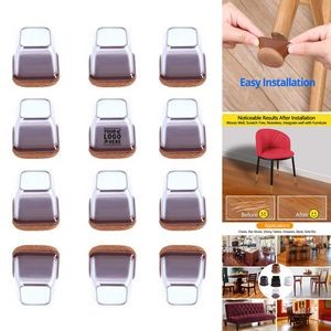 Fit 0.8-1.1'' Furniture Hardwood Floor Protectors Clear Silicone Chair Leg Cap with Felt