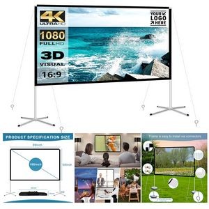 100 Inch Portable Outdoor Indoor Home 16:9 4K HD Movie Projection Screen, Stand with Carry Bag