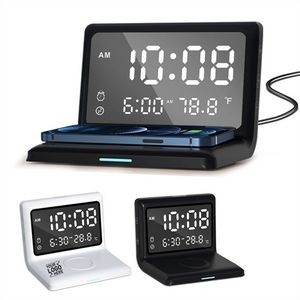 15W Fast Wireless Charger Digital Clock with Alarm