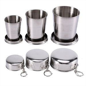 2.3oz 5oz 8.4oz Stainless Steel Camping Mug Folding Cup