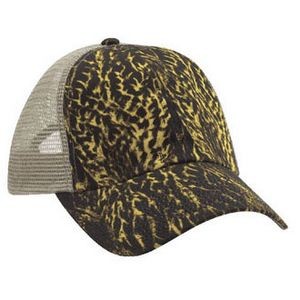 6 Panel Brushed Ducks In A Row Camo Cap W/ Soft Mesh Back