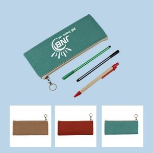 Solid Color Zippered Cotton Pen Case