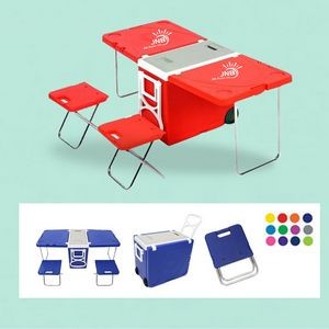 Outdoor Picnic Table with Foldable Cooler Box