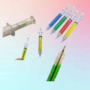 Novelty Syringe-Shaped Ballpoint Pens With Transparent Barrel