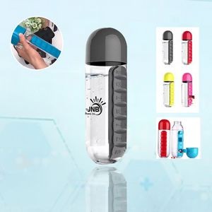 Water Bottles with Built-in Pill Box made of Plastic