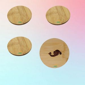 3.54'' Eco-friendly Non-slip Natural Bamboo Wood Round Coasters with Pouch