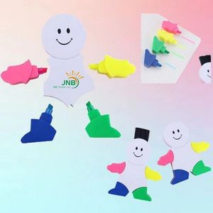 Snowman-Shaped 4-Color Highlighter with Keyboard Brush