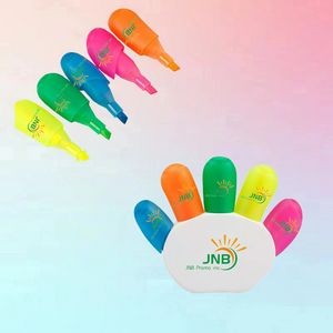 Palm-Shaped 5-Color Highlighter with High-Five Design