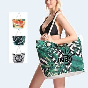 Spacious Zippered Beach Tote with Pocket