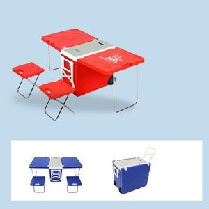 Camping Table Set with Portable Cooler and Wheels