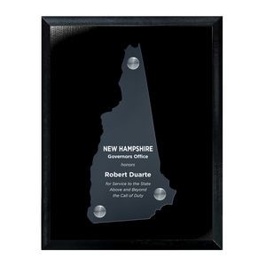 Frosted Acrylic NH State Cutout on Black Plaque