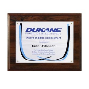 Certificate/Overlay Walnut Finish Plaque for 7" x 5" Insert with Mailer Box